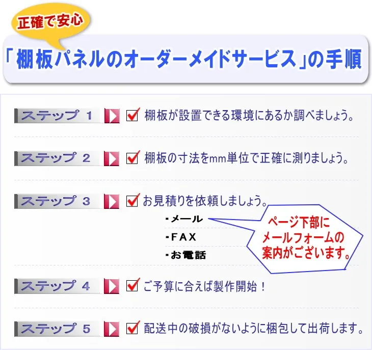 棚板オーダーカットのご注文の手順